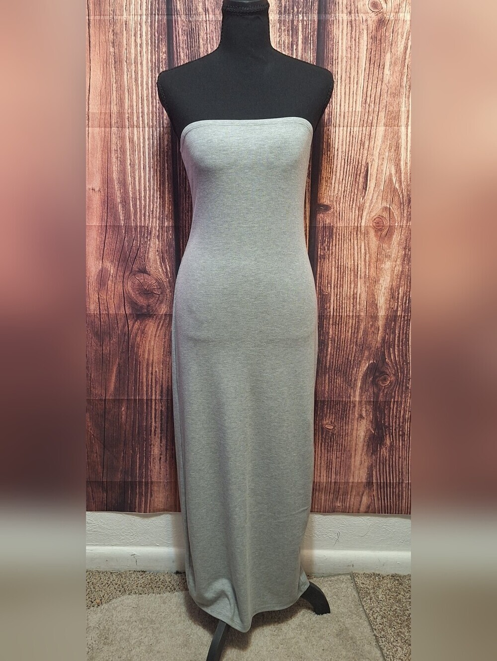 See You Monday Strapless Grey Bodycon Maxi Dress Size Large